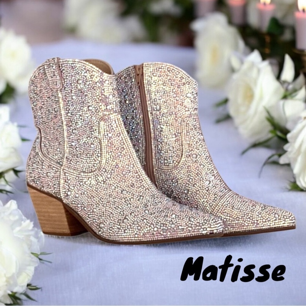 Women's New Sparkling Rhinestone Shayne Western style ankle boot WOMENS size 8.5